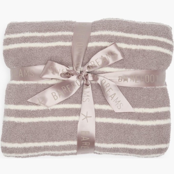 NWT Barefoot Dreams Horizontal Double Stripe CozyChic Soft Blanket - Picture 1 of 3